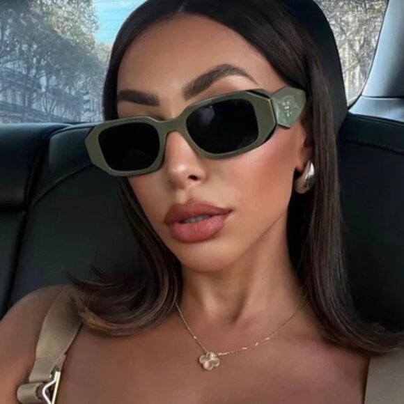 NEW PRADA GREEN PR17WS 13N5S0 UNISEX GREEN SUNGLASSES PRADA SPR 17W 13N-5S0 - Picture 5 of 14